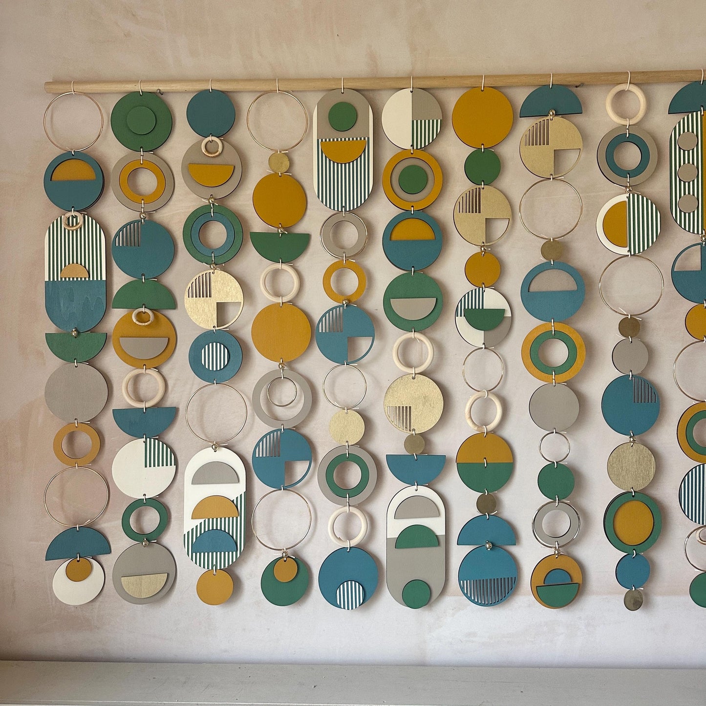 Large Bauhaus Wall Art - Blue, Green & Yellow Home decor - Bespoke Art