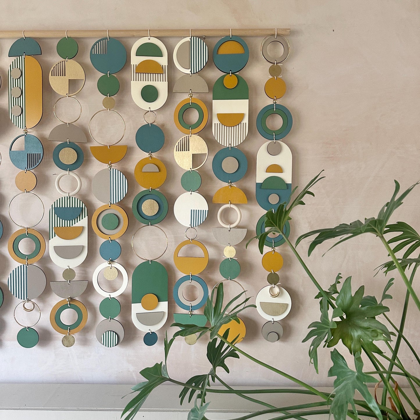 Large Bauhaus Wall Art - Blue, Green & Yellow Home decor - Bespoke Art