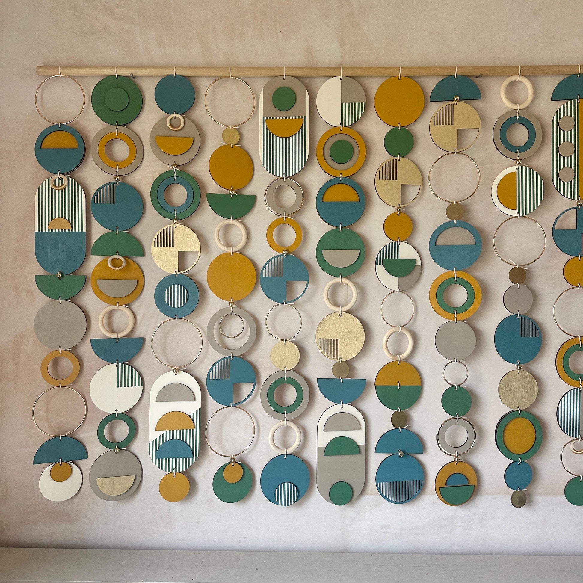 Large Bauhaus Wall Art - Blue, Green & Yellow Home decor - Bespoke Art