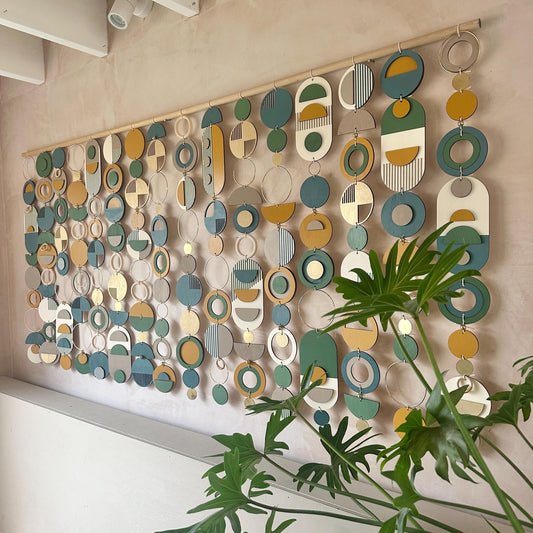 Large Bauhaus Wall Art - Blue, Green & Yellow Home decor - Bespoke Art