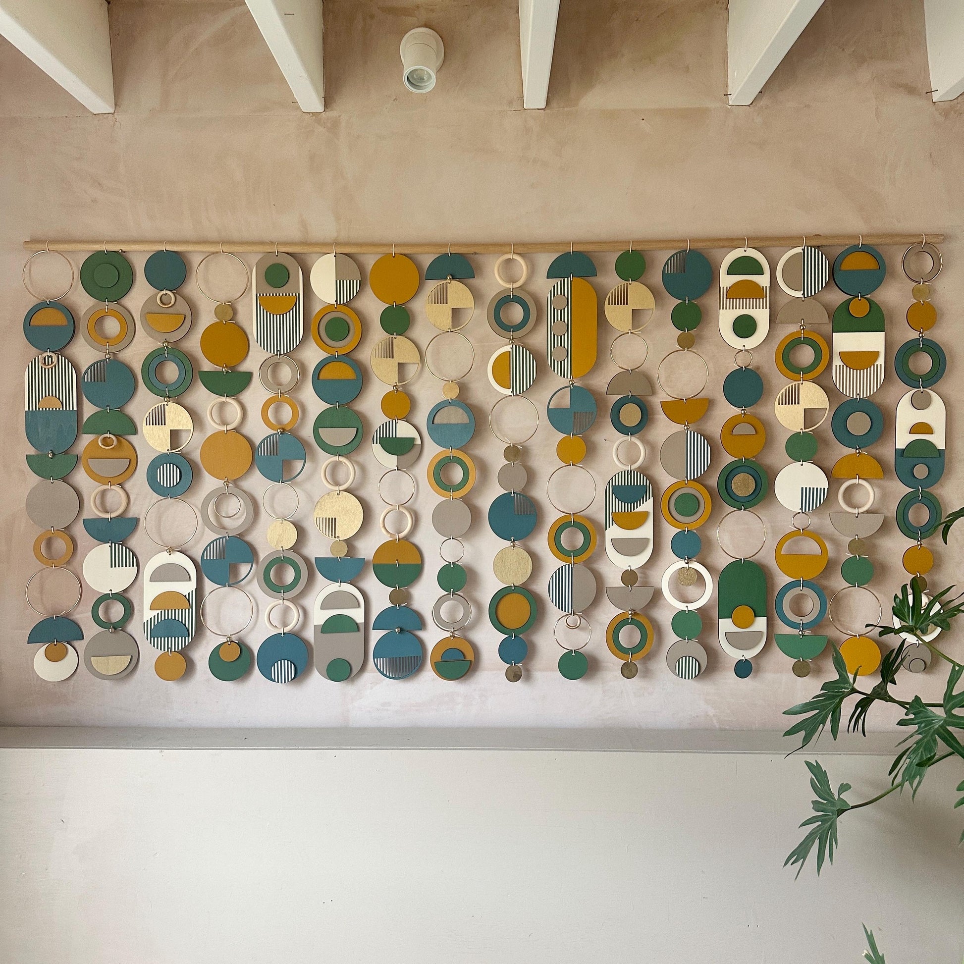Large Bauhaus Wall Art - Blue, Green & Yellow Home decor - Bespoke Art