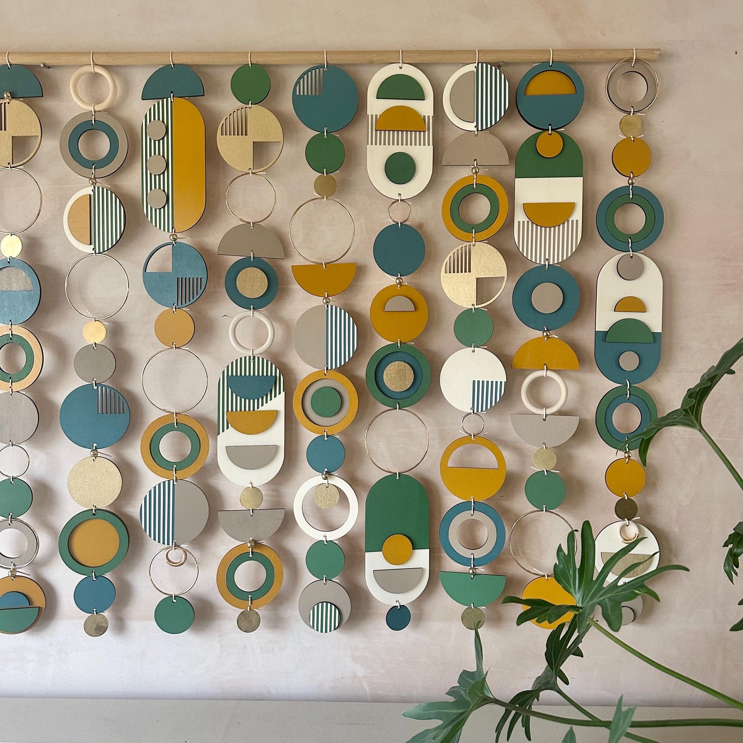 Large Bauhaus Wall Art - Blue, Green & Yellow Home decor - Bespoke Art