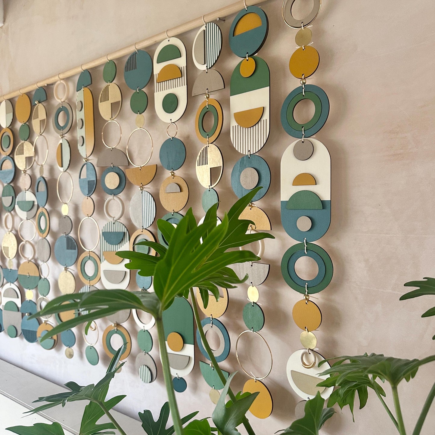Large Bauhaus Wall Art - Blue, Green & Yellow Home decor - Bespoke Art