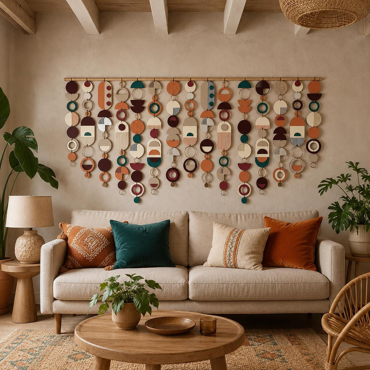 Wide Abstract Wall Art - Mid Century Modern Home Decor - Geometric Wall Decor