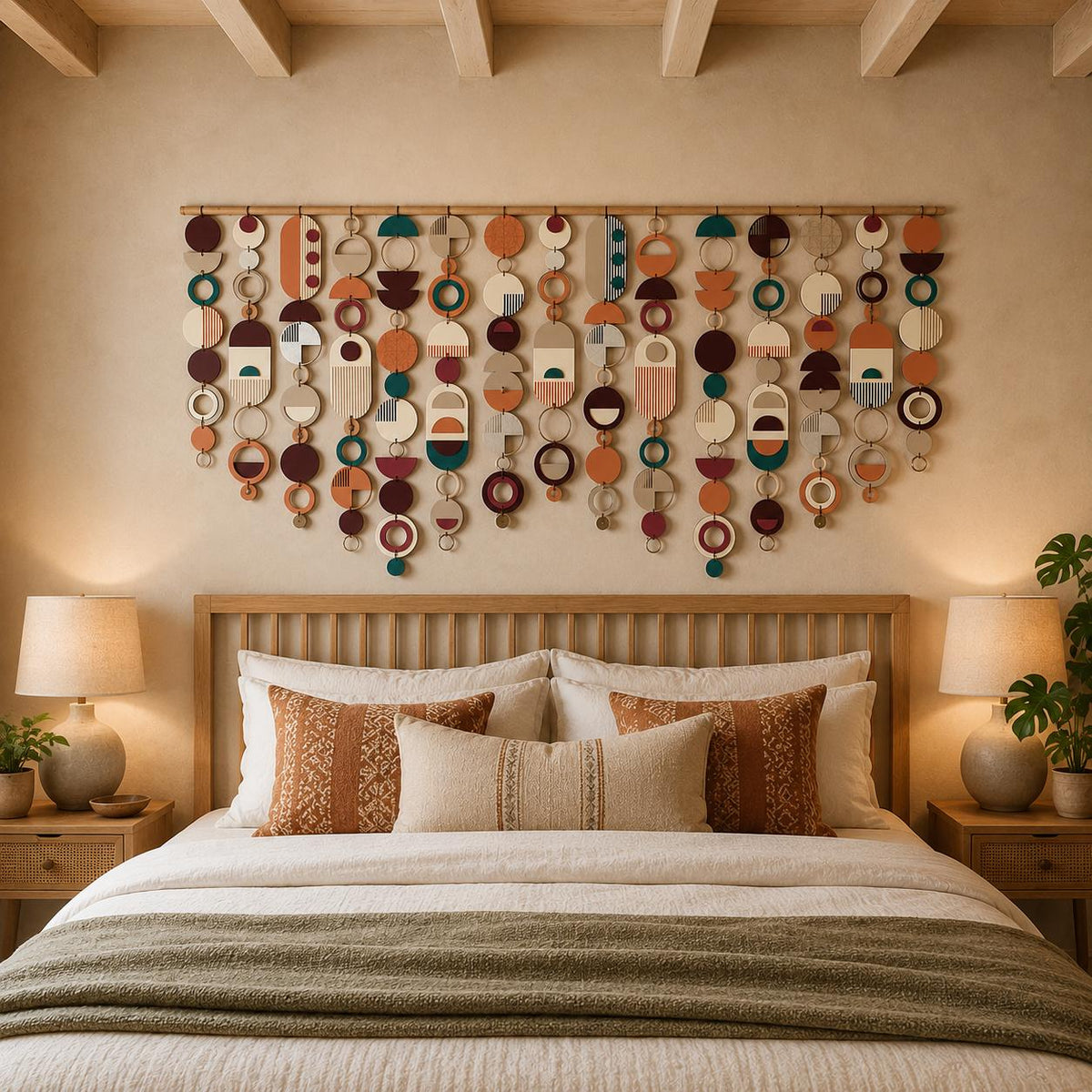 Wide Abstract Wall Art - Mid Century Modern Home Decor - Geometric Wall Decor