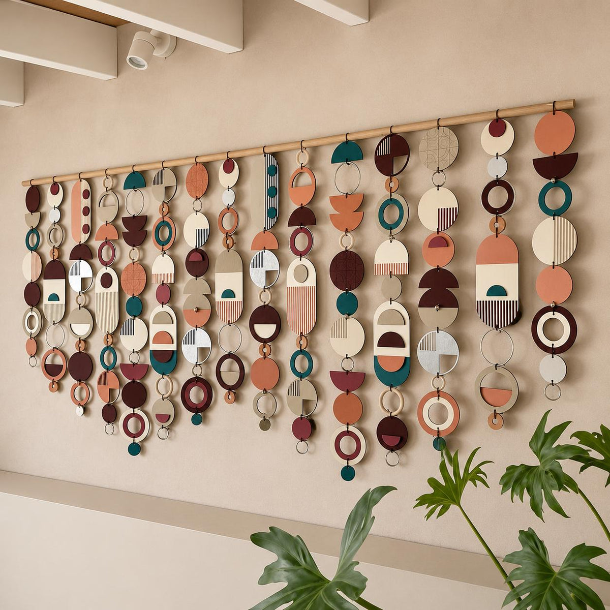 Wide Abstract Wall Art - Mid Century Modern Home Decor - Geometric Wall Decor