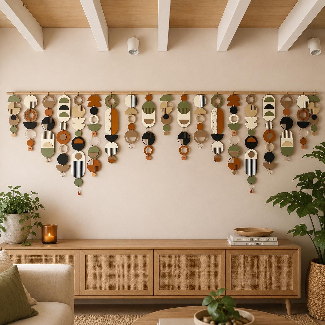 Wide Geometric Wall Art - MCM Home Decor with Modern Colours
