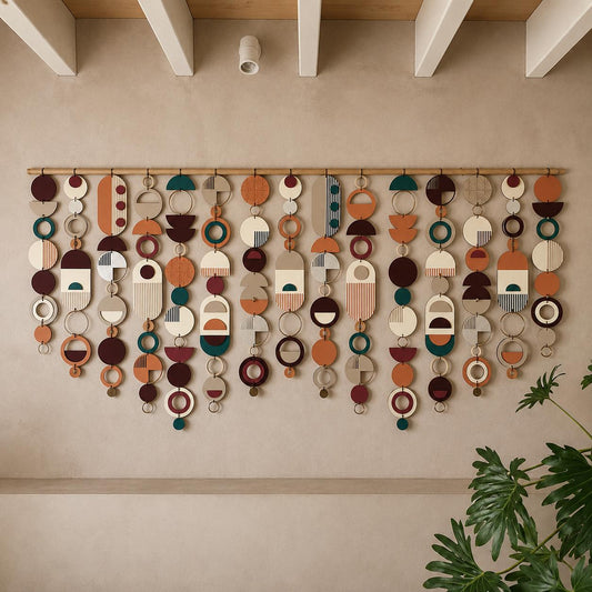 Wide Abstract Wall Art - Mid Century Modern Home Decor - Geometric Wall Decor