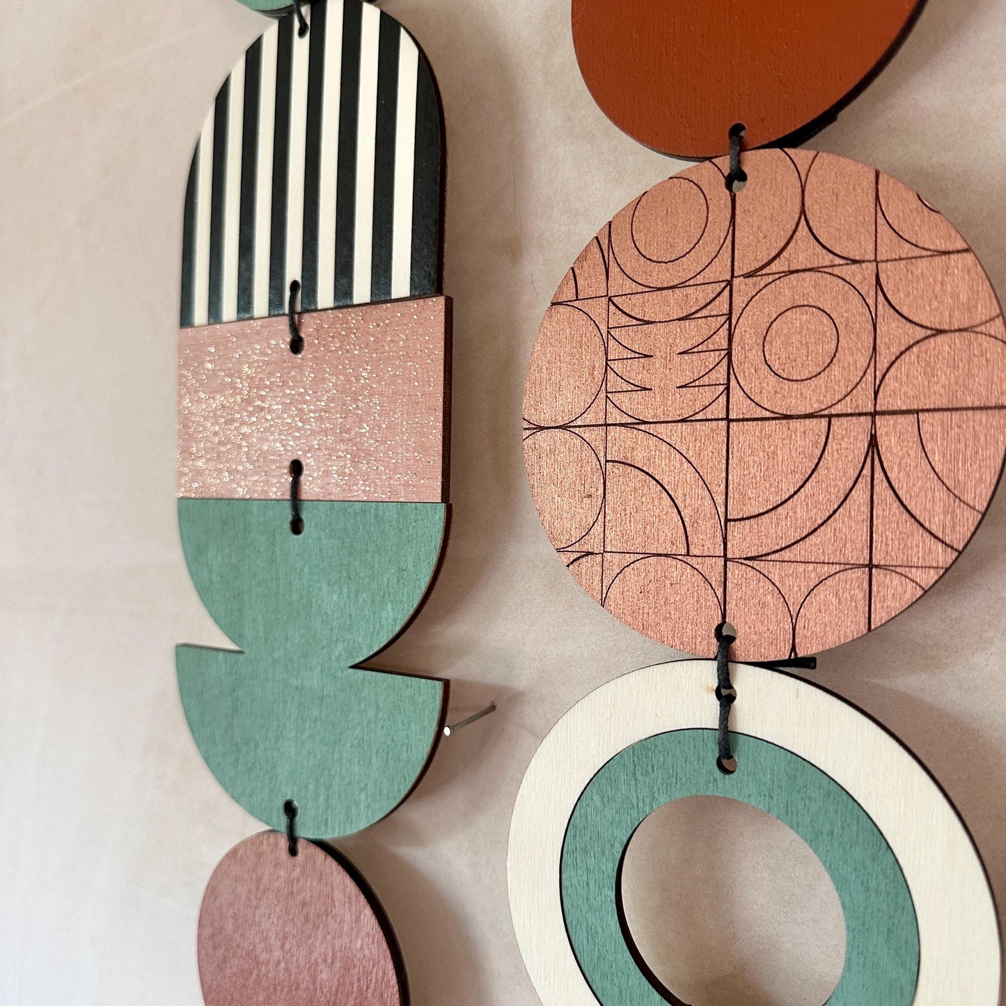 Large Asymmetrical Wall Art - Copper Geometric Wall Hanging - MCM Decor