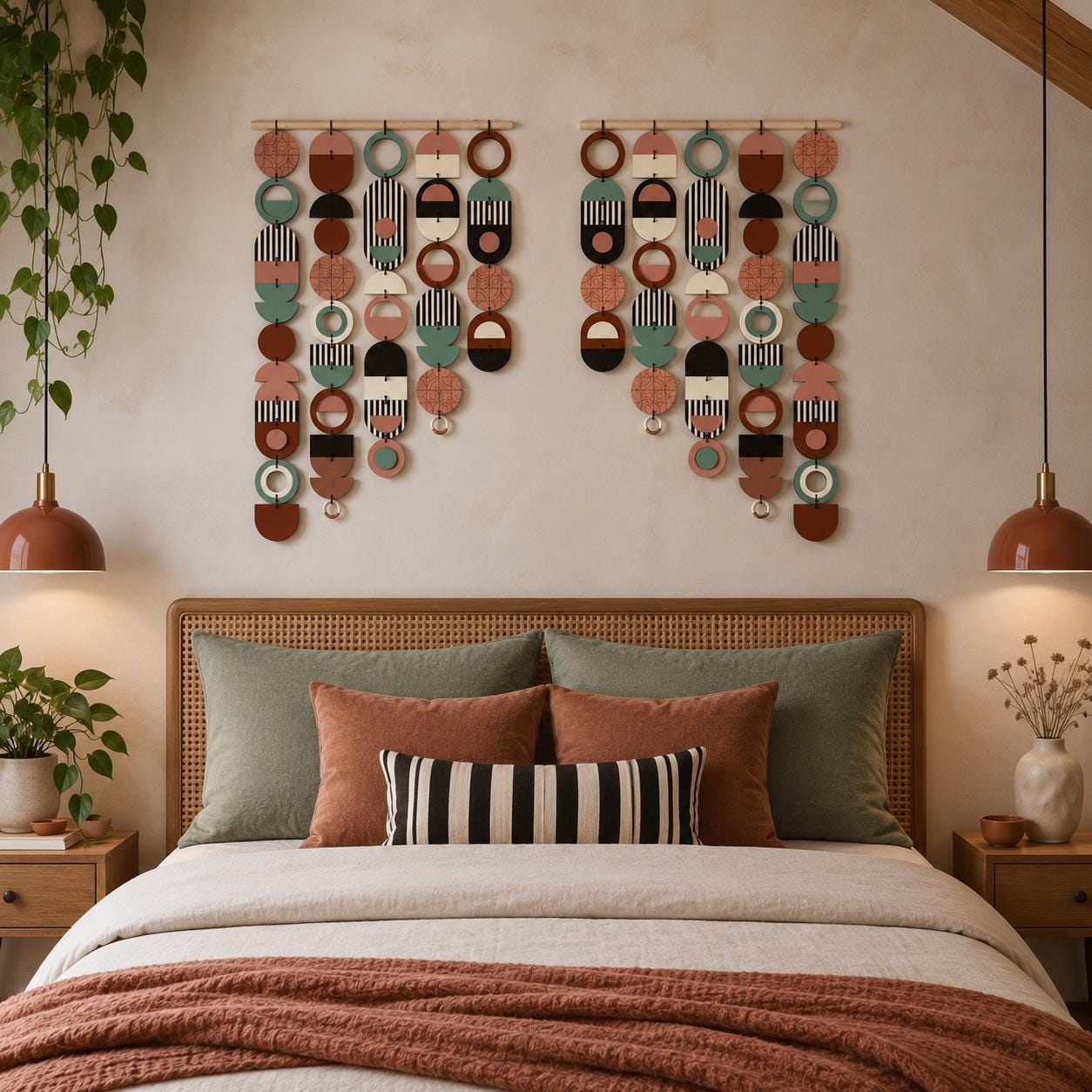 Large Asymmetrical Wall Art - Copper Geometric Wall Hanging - MCM Decor