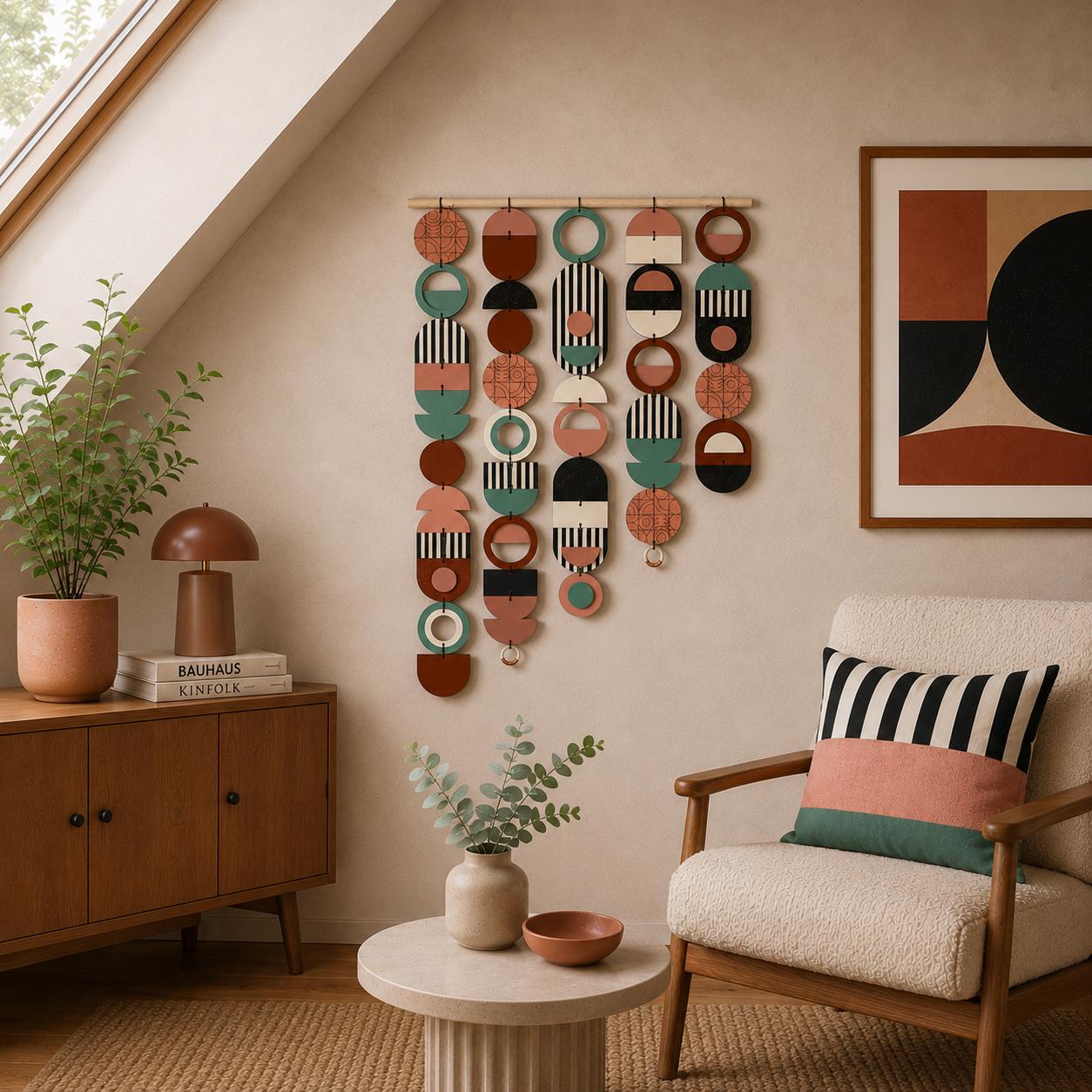 Large Asymmetrical Wall Art - Copper Geometric Wall Hanging - MCM Decor