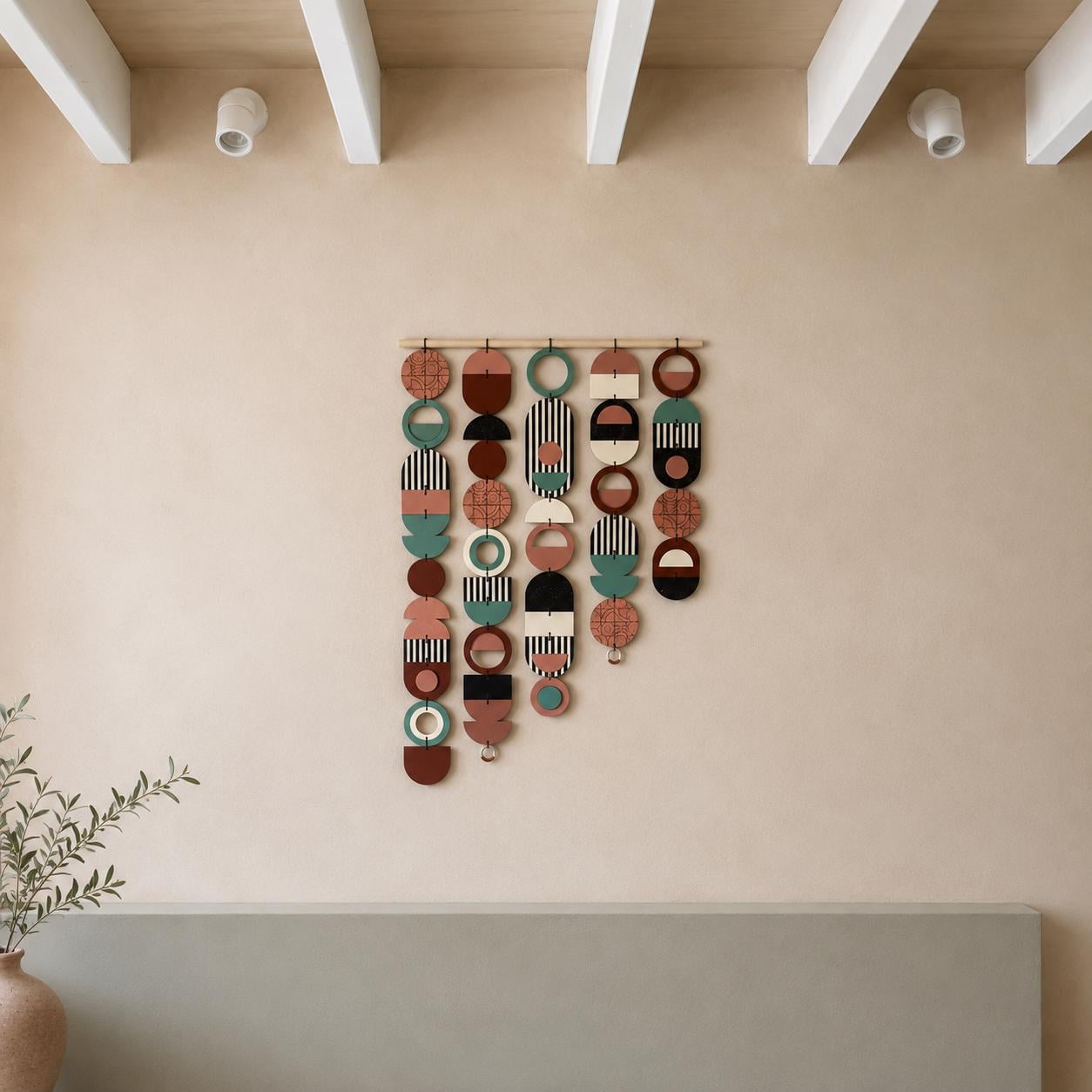 Large Asymmetrical Wall Art - Copper Geometric Wall Hanging - MCM Decor