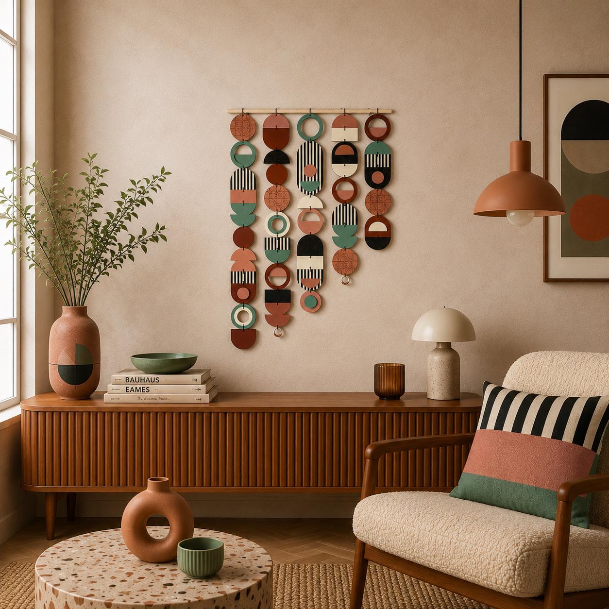 Large Asymmetrical Wall Art - Copper Geometric Wall Hanging - MCM Decor