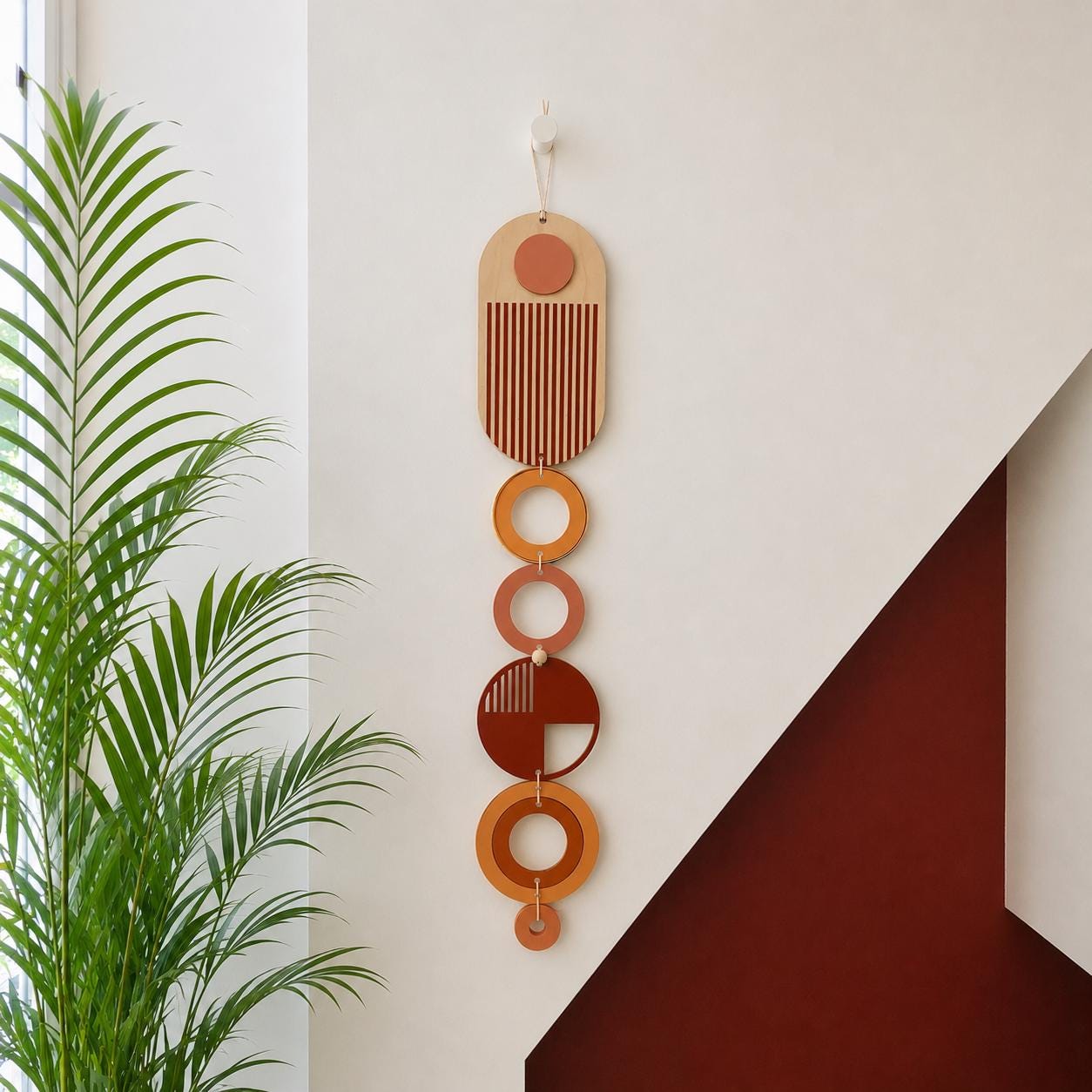 Modern Wall Art - Geometric Artwork - Minimal Home Decor - Slim Art - Long Wall Tapestry - Wood Art