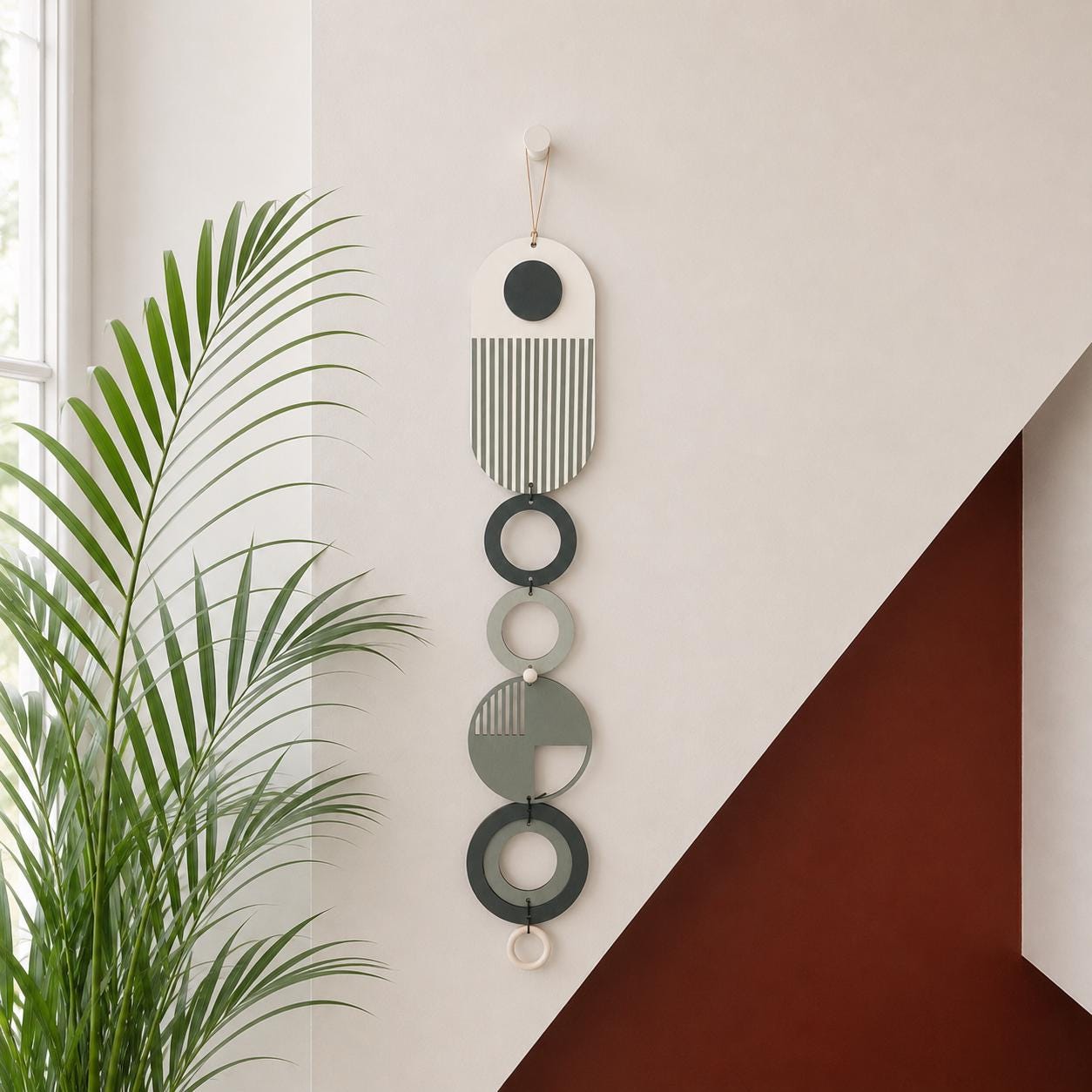 Modern Wall Art - Geometric Artwork - Minimal Home Decor - Slim Art - Long Wall Tapestry - Wood Art