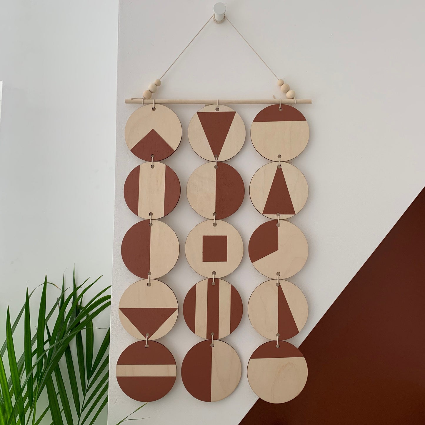 Large Dark Terracotta Wall Hanging - Shapes Art - Shapes Wall Decoration - Earthy Artwork
