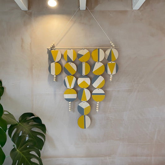 Large Chandelier Wall Hanging - Wall Hanging - Yellow and Grey Geometric Art - Yellow Wall Tapestry - Home Wall Decor - Big Wall Covering