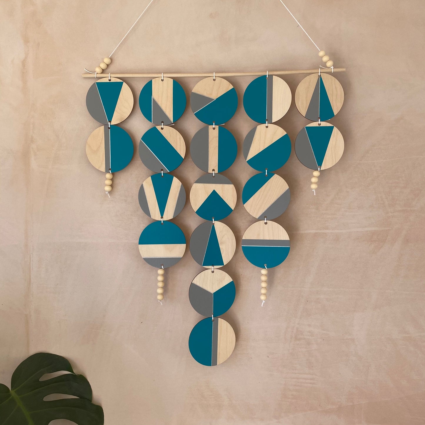 Large Chandelier Wall Hanging - Wall Hanging - Teal and Grey Geometric Art - Teal Wall Decor - Home Wall Decor - Big Wall Covering