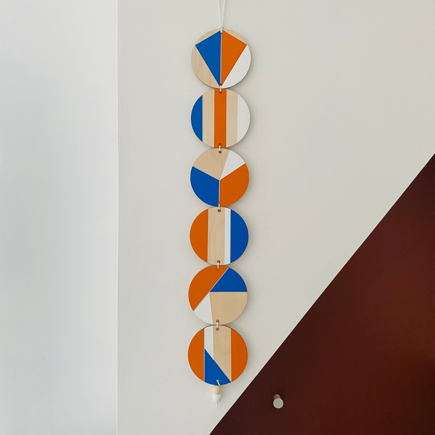 Wall hanging - Colourful Geometric Plywood - Scandi Hygge Boho - Wall Hanging - Wall Art multi - Blue, Orange and White Decor