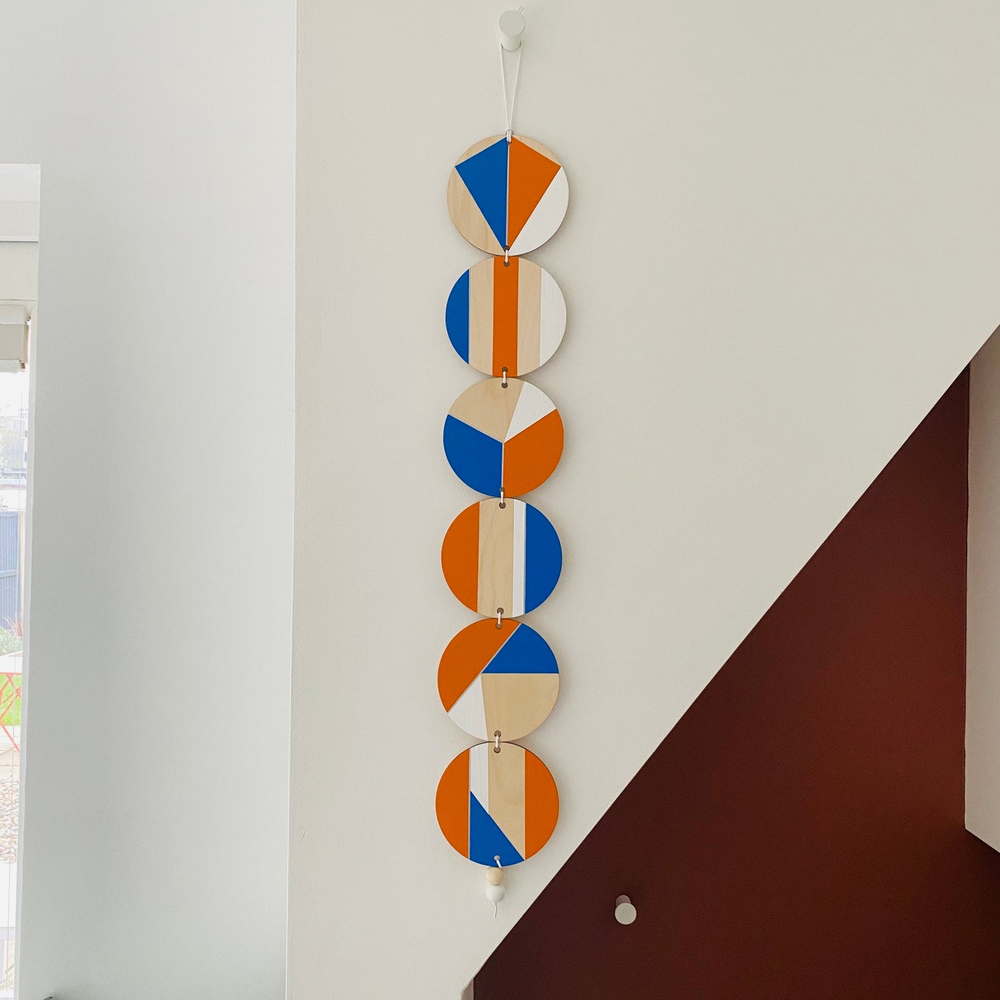 Wall hanging - Colourful Geometric Plywood - Scandi Hygge Boho - Wall Hanging - Wall Art multi - Blue, Orange and White Decor