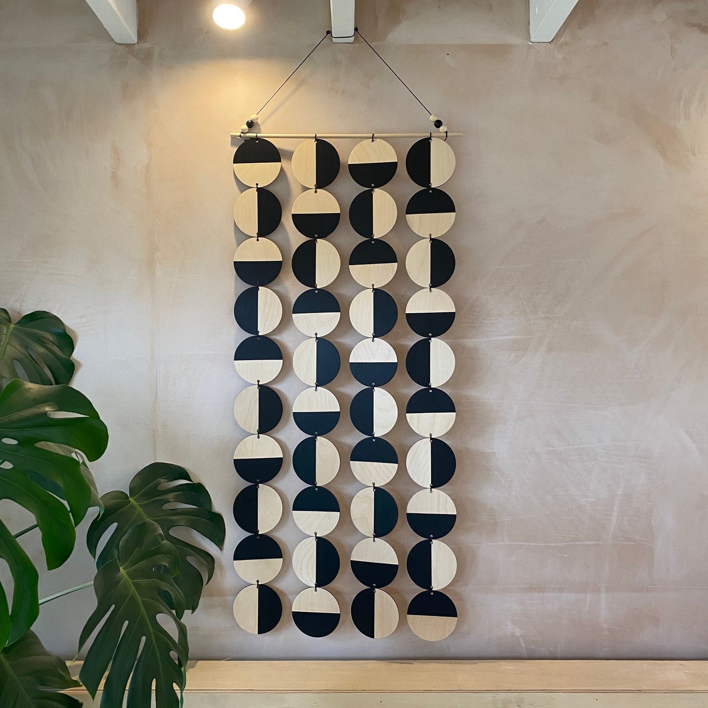 Large Black Wall Hanging - Geometric Plywood Art - Scandinavian Wall Hanger - Modern Concept Decoration - Large Black Wall Hanging Art