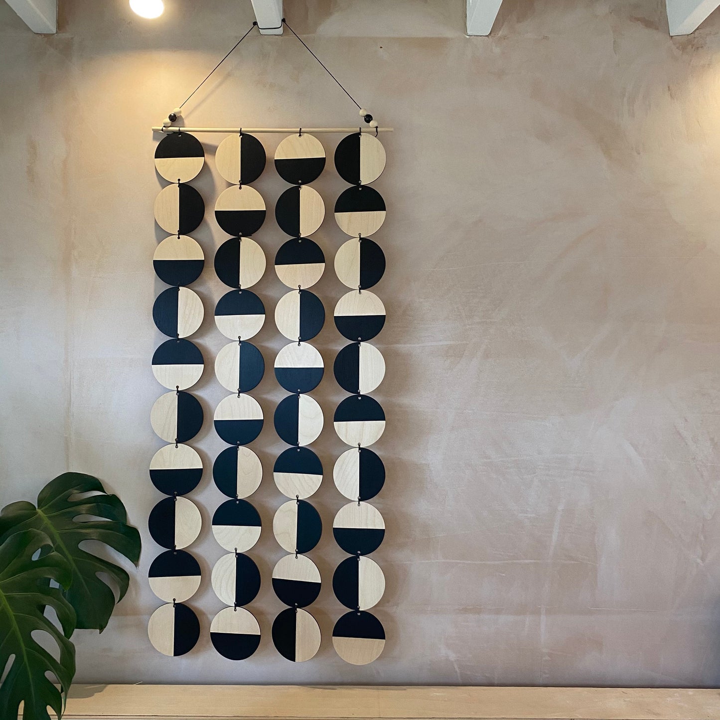 Large Black Wall Hanging - Geometric Plywood Art - Scandinavian Wall Hanger - Modern Concept Decoration - Large Black Wall Hanging Art