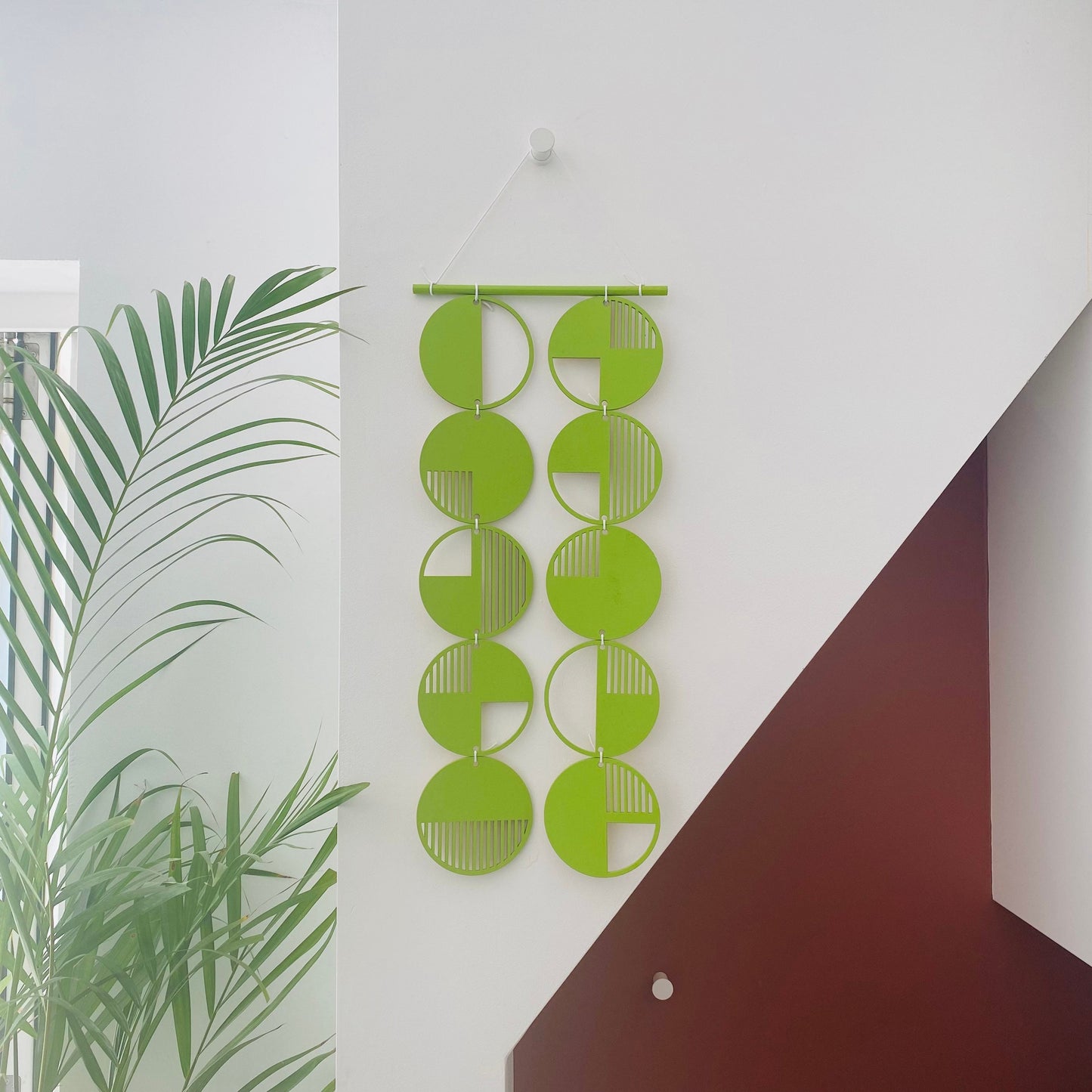 Lime Green Wall hanging - Geometric Art - Plywood Decor - Monochrome Art - Bright Wall Hanging - Wall Art Decor - Green Cut Out Art
