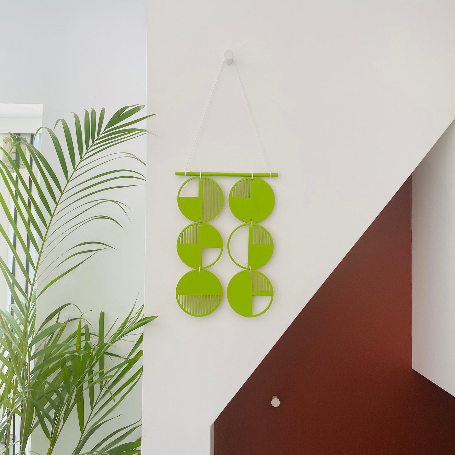 Lime Green Wall hanging - Geometric Art - Plywood Decor - Monochrome Art - Bright Wall Hanging - Wall Art Decor - Green Cut Out Art