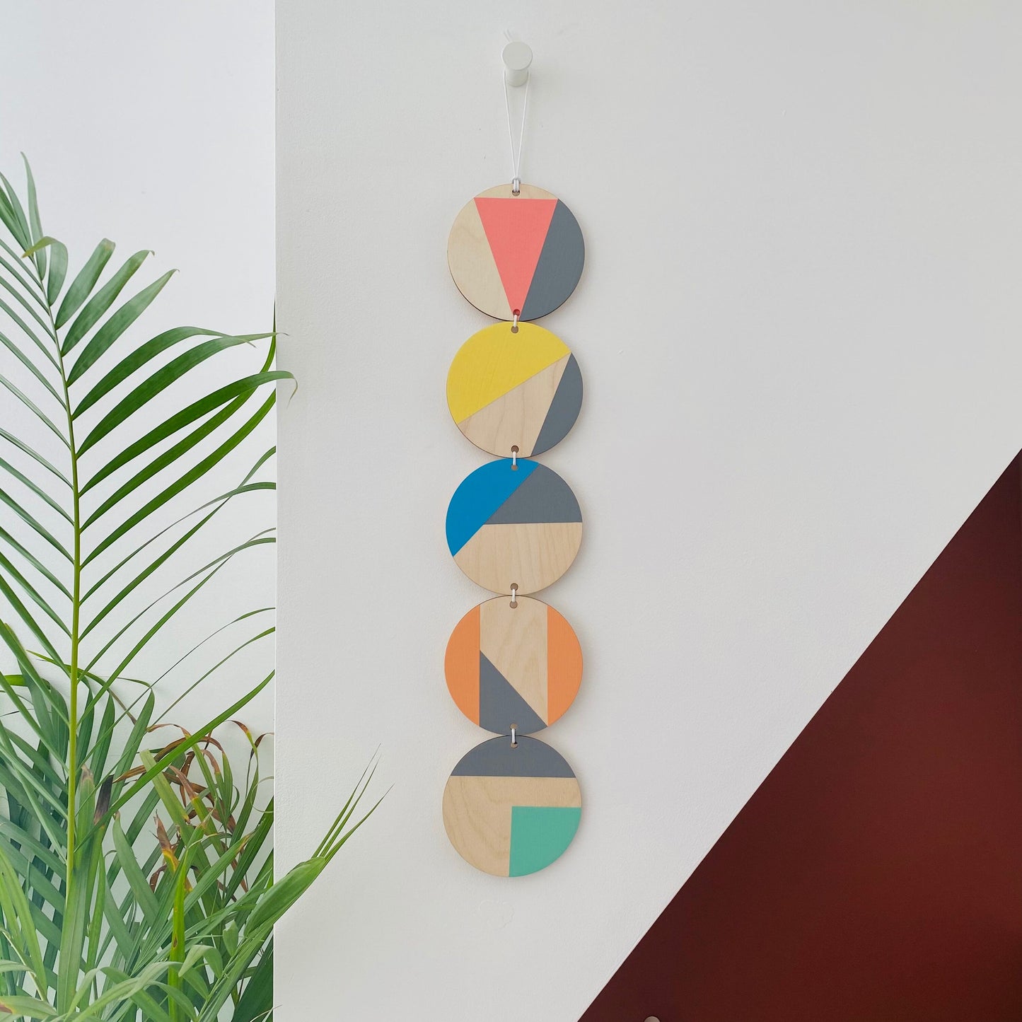 Wall hanging - Colourful Geometric Art - Plywood Decor - Scandi Hygge Boho - Wall Hanging - WallArt multi - Bright Retro Colours - 80s style