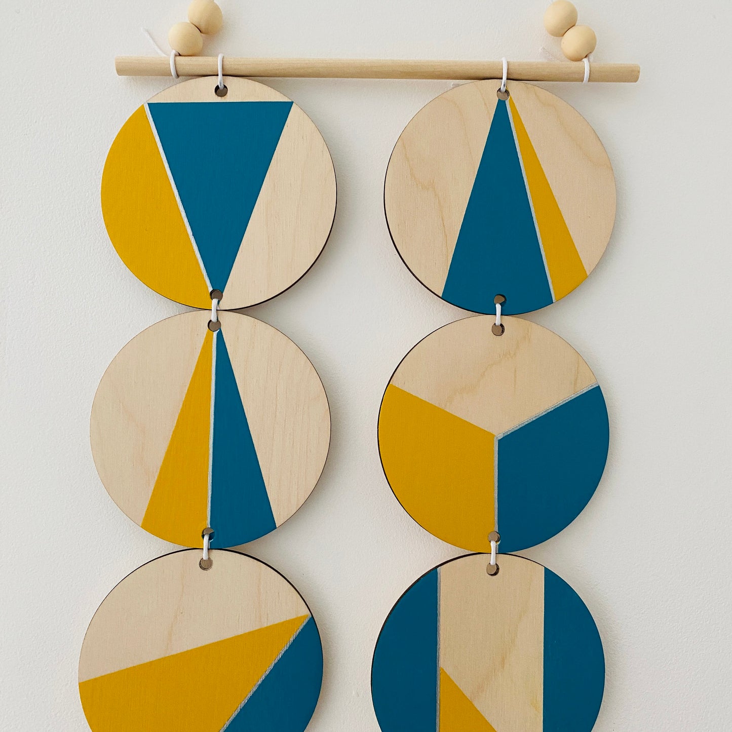 Wall hanging - Colourful Geometric Plywood - Scandi Hygge Boho - Wall Hanging - Wall Art multi - Bright Teal and Yellow Decor