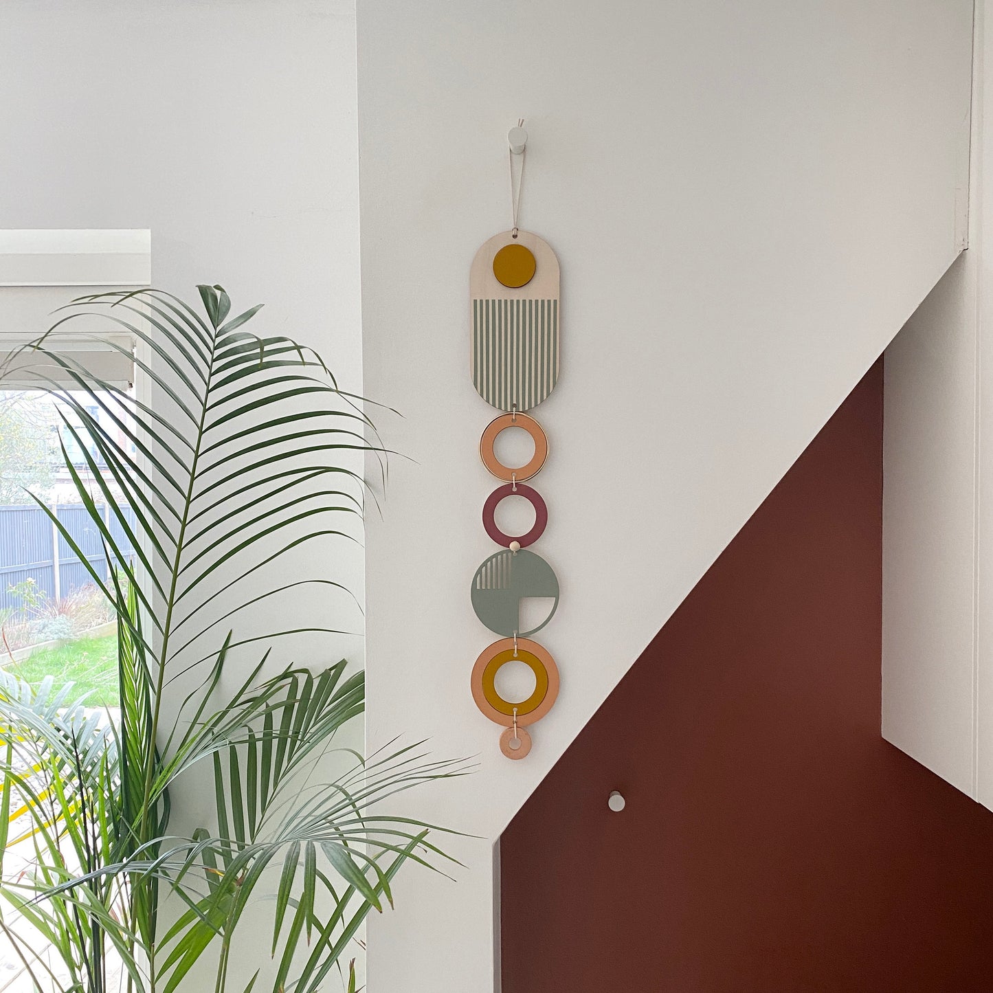 Muted Modern Wall Art - Geometric Artwork - Minimal Home Decor - New Home Trend - Slim Line Art - Long Wall Tapestry - Wood Art