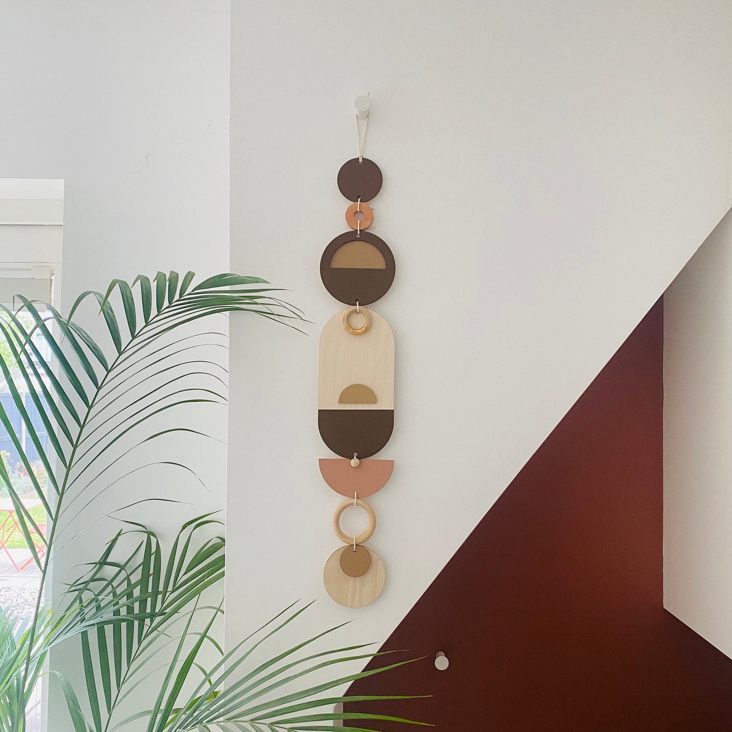 Brown Modern Wall Art - Geometric Artwork - Minimal Home Decor - New Home Trend - Slim Centre Piece Art - Long Wall Tapestry - Earthy Tones