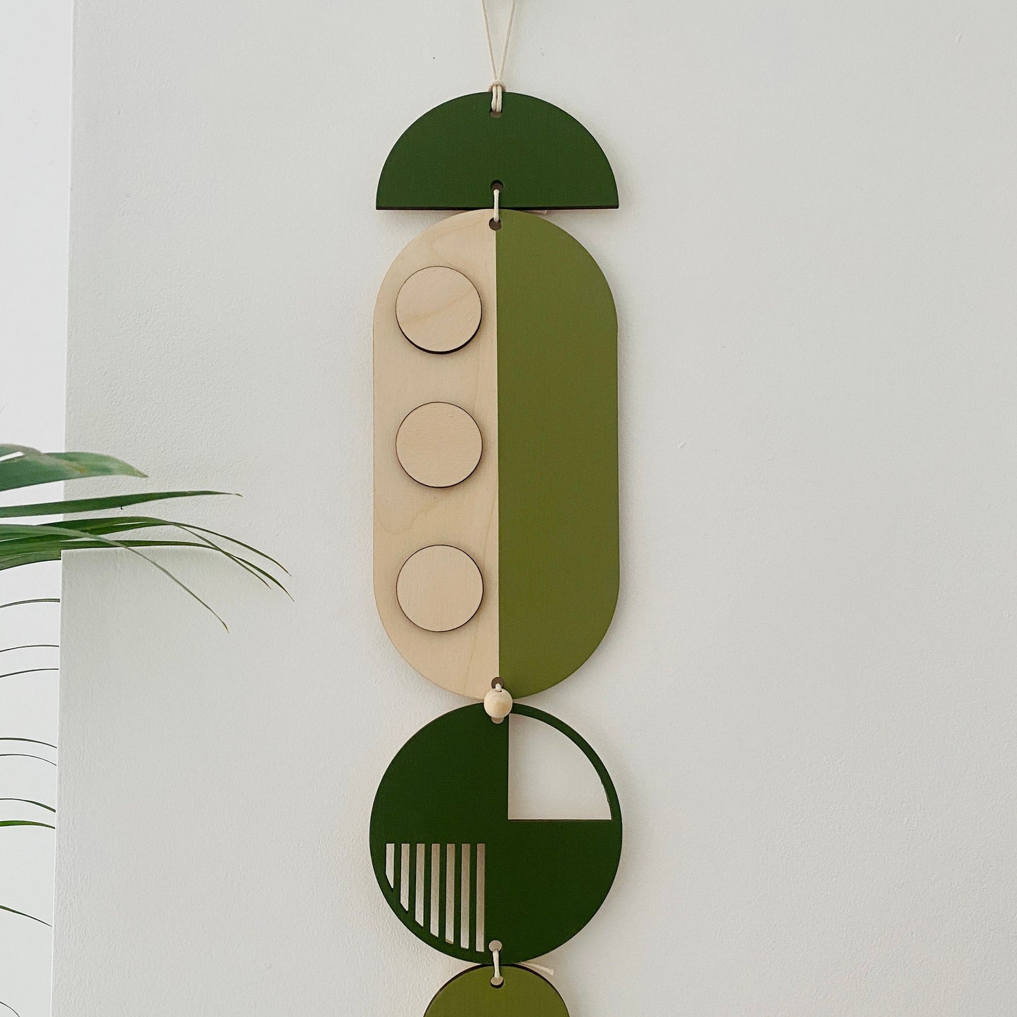 Geometric Modern Wall Art in Green - Minimal Home Decor Trend - Long Wall Tapestry - Slim Centerpiece Art Piece