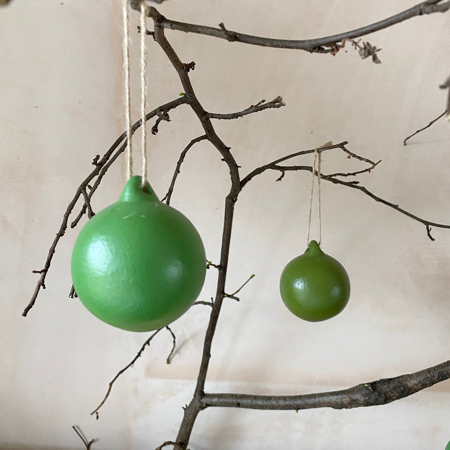 Set of 6 Green Ceramic Baubles - Ceramic Ornament - Christmas Tree Decoration - Hand Painted - Green Tones Baubles - Forest Baubles - 6cm