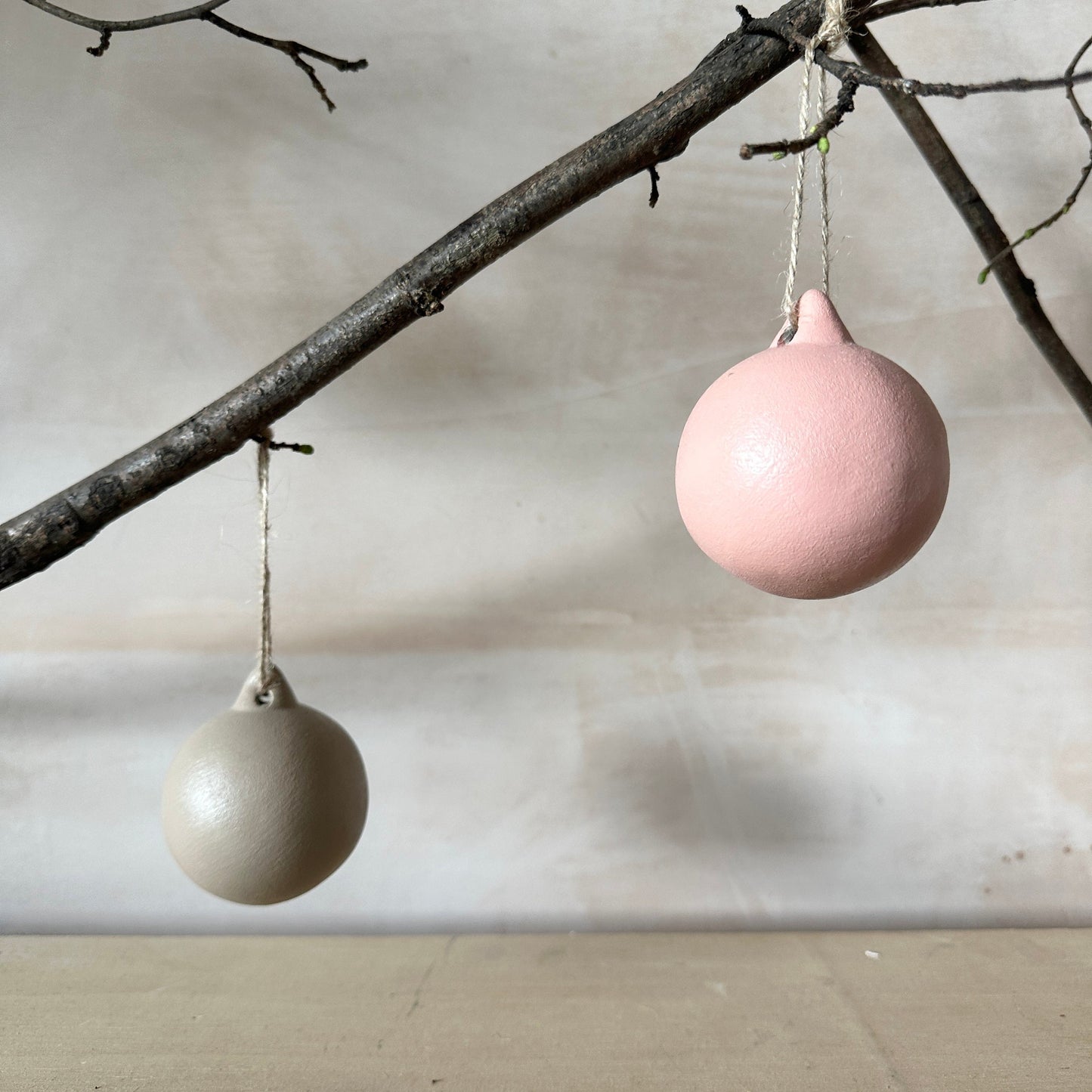 Set of 6 Pastel Ceramic Baubles - Xmas Ornament - Christmas Tree Decoration - Hand Painted - Pastel Pink Baubles - Pastel Blue Baubles - 6cm
