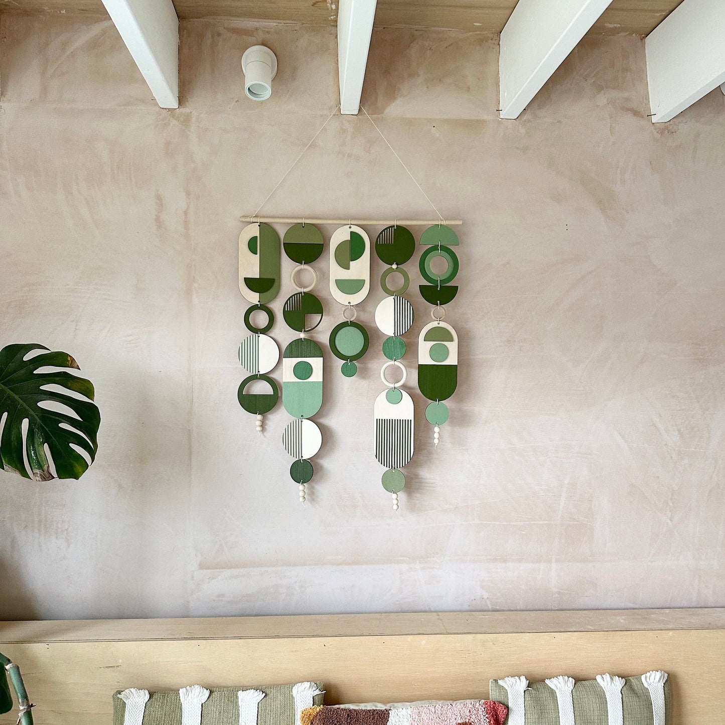Green Wall Art - Geometric Artwork - Minimal Home Decor - Green Boho Decor- Large Centre Piece Art - Big Wall Tapestry - Large Artwork